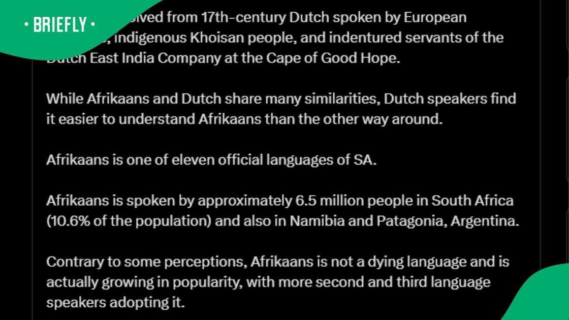 A post celebrating one century of Afrikaans in SA went viral. A post celebrating one century of Afrikaans in SA went viral.