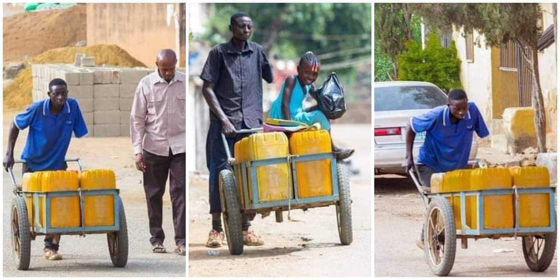 One-Armed Man Shows Great Strength, Pushes 10 Jerricans with a Wheelbarrow One-Armed Man Shows Great Strength, Pushes 10 Jerricans with a Wheelbarrow