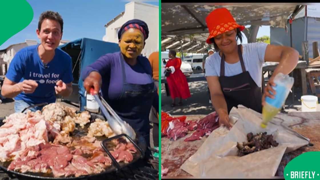 The screenshot on the right showed a local entrepreneur preparing street food The screenshot on the right showed a local entrepreneur preparing street food