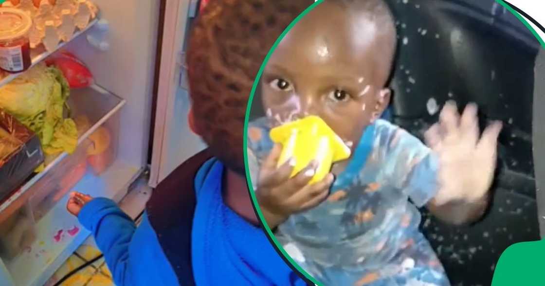 Baby steals raw eggs from fridge Baby steals raw eggs from fridge