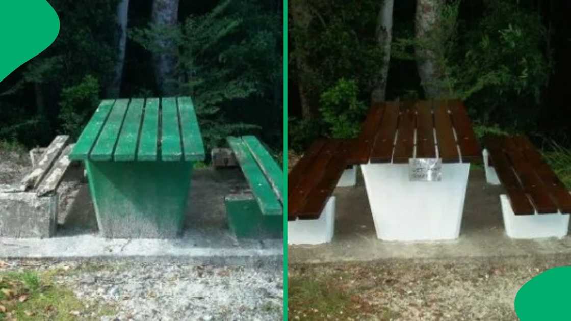 South African fixed public bench decades ago