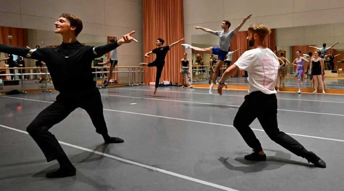 Dancers rehearse at the Segerstrom Center for the Arts in Costa Mesa, California