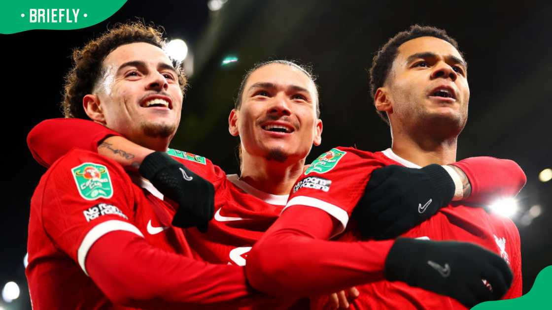 Liverpool players celebrate Liverpool players celebrate