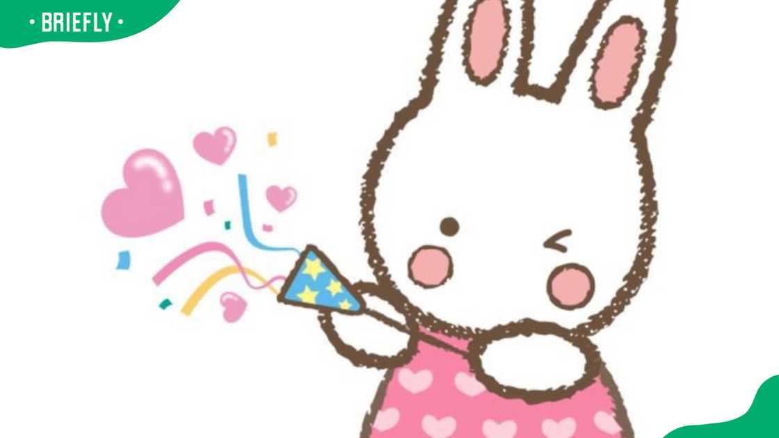 Cheery Chums in a pink outfit with heart patterns Cheery Chums in a pink outfit with heart patterns