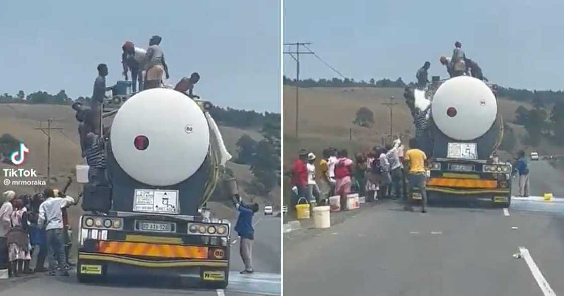 Mzansi peeps loot milk from broken down truck Mzansi peeps loot milk from broken down truck
