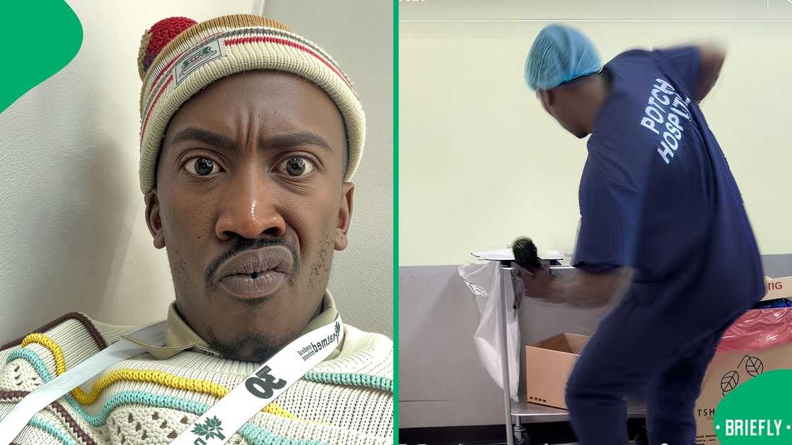 The man was filmed by his colleagues showing off his pantsula moves, vibing to an Amapiano song