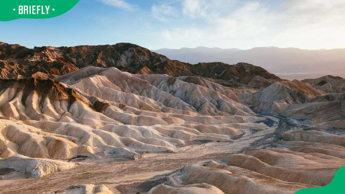 A view of the Death Valley Desert at sunset