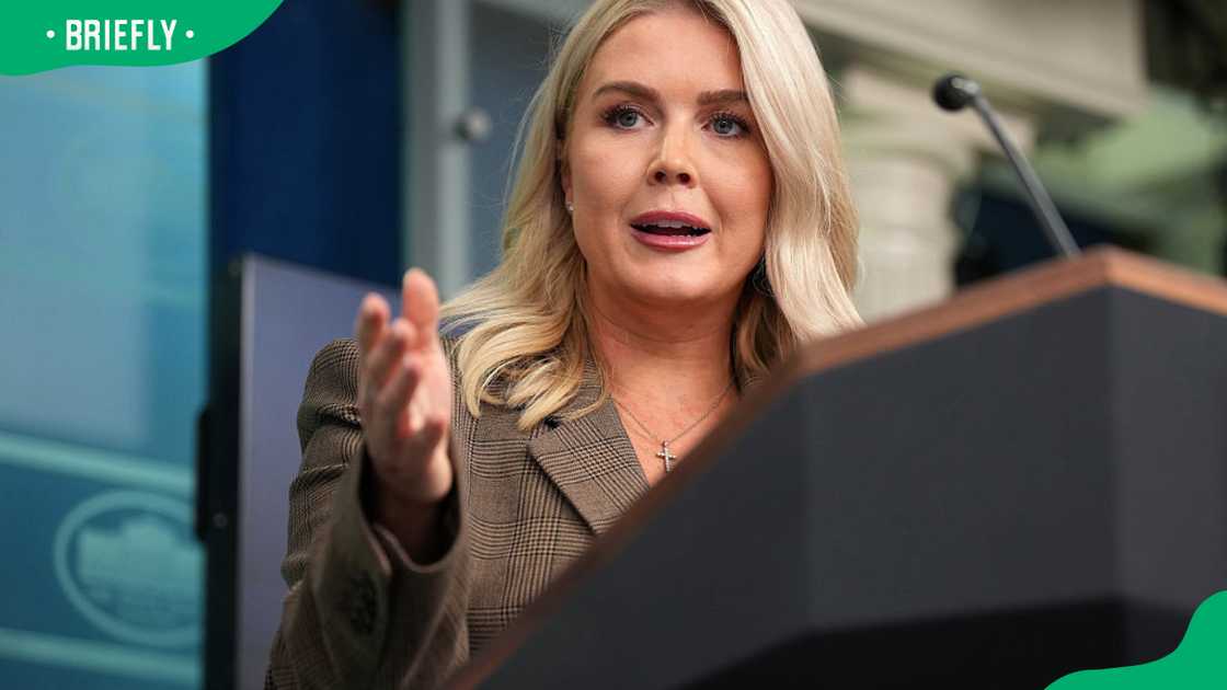 Karoline Leavitt at the White House's Brady Press Briefing Room in 2025 Karoline Leavitt at the White House's Brady Press Briefing Room in 2025