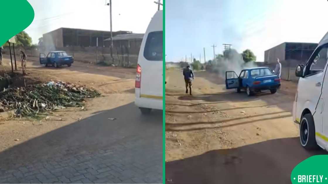 The driver watched in relief as neighbours acted quickly to save the vehicle The driver watched in relief as neighbours acted quickly to save the vehicle