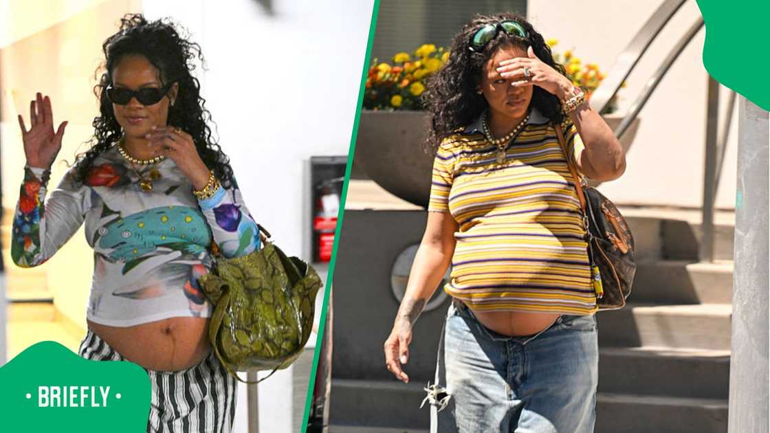 A pregnant Rihanna was spotted in California by paparazzi. A pregnant Rihanna was spotted in California by paparazzi.