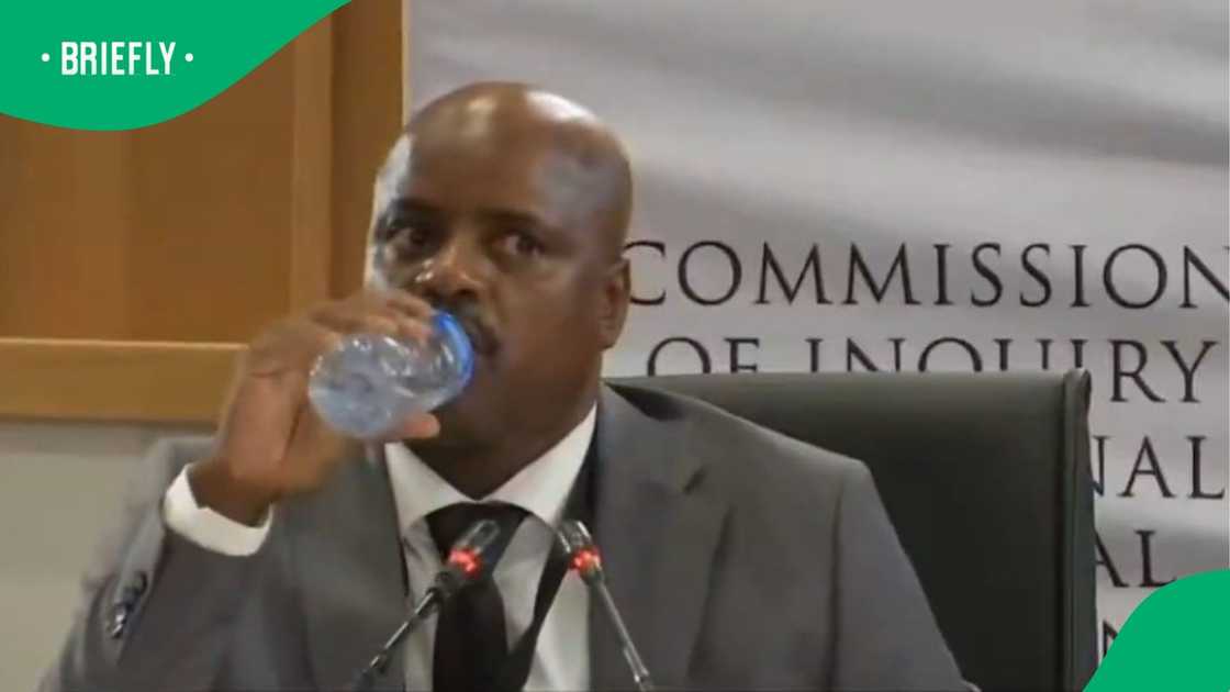 Julius Mkhwanazi drinking water during the Madlanga Commission of Inquiry. Julius Mkhwanazi drinking water during the Madlanga Commission of Inquiry.