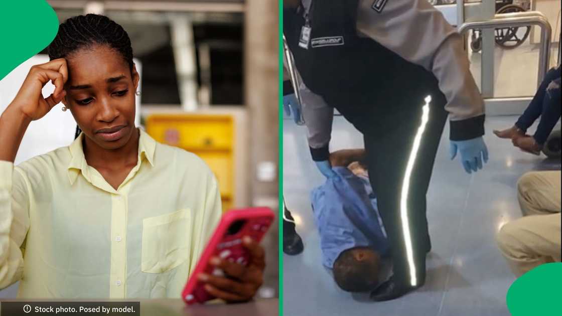 South Africans are horrified after video surfaced of a patient being dragged across the floor. South Africans are horrified after video surfaced of a patient being dragged across the floor.