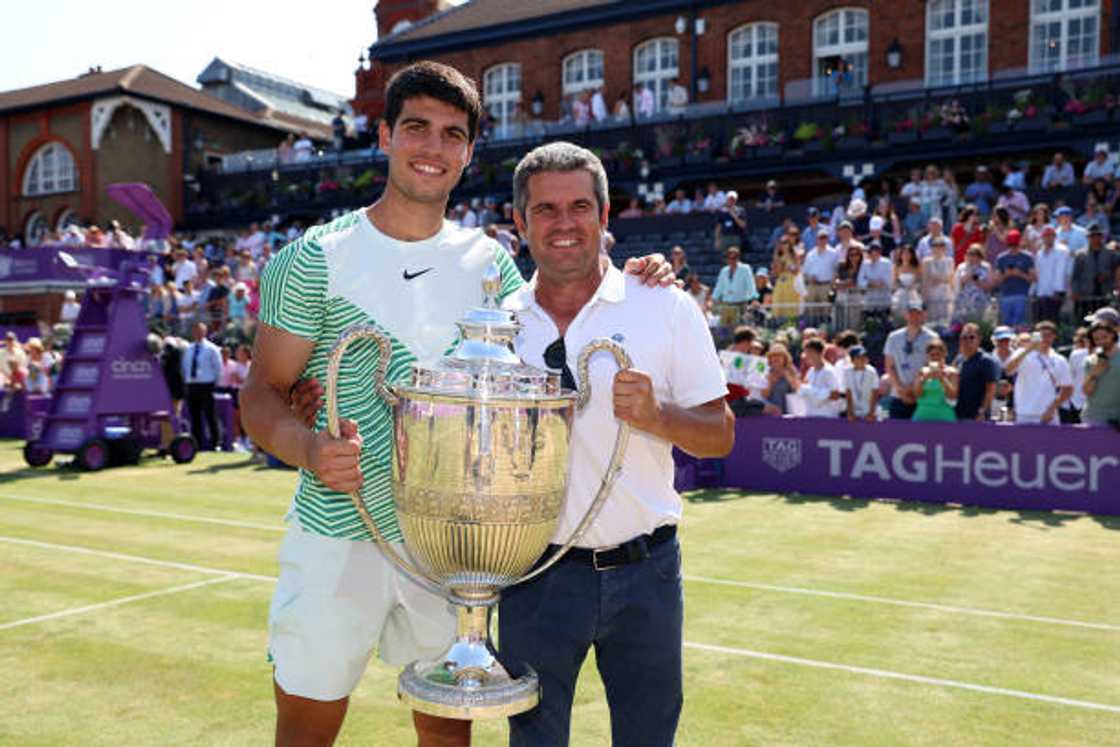 Carlos Alcaraz alongside his father, Carlos Snr. in London, England