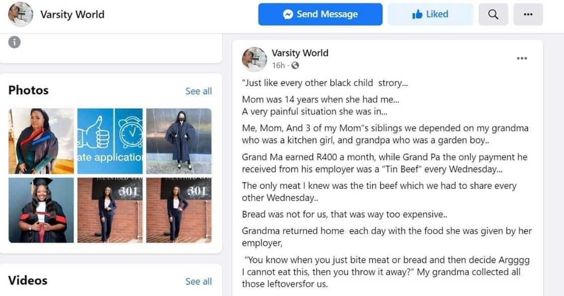 Dimakatso Makinta reveals how her grandparents struggled to give her a better future. Image: Facebook Dimakatso Makinta reveals how her grandparents struggled to give her a better future. Image: Facebook