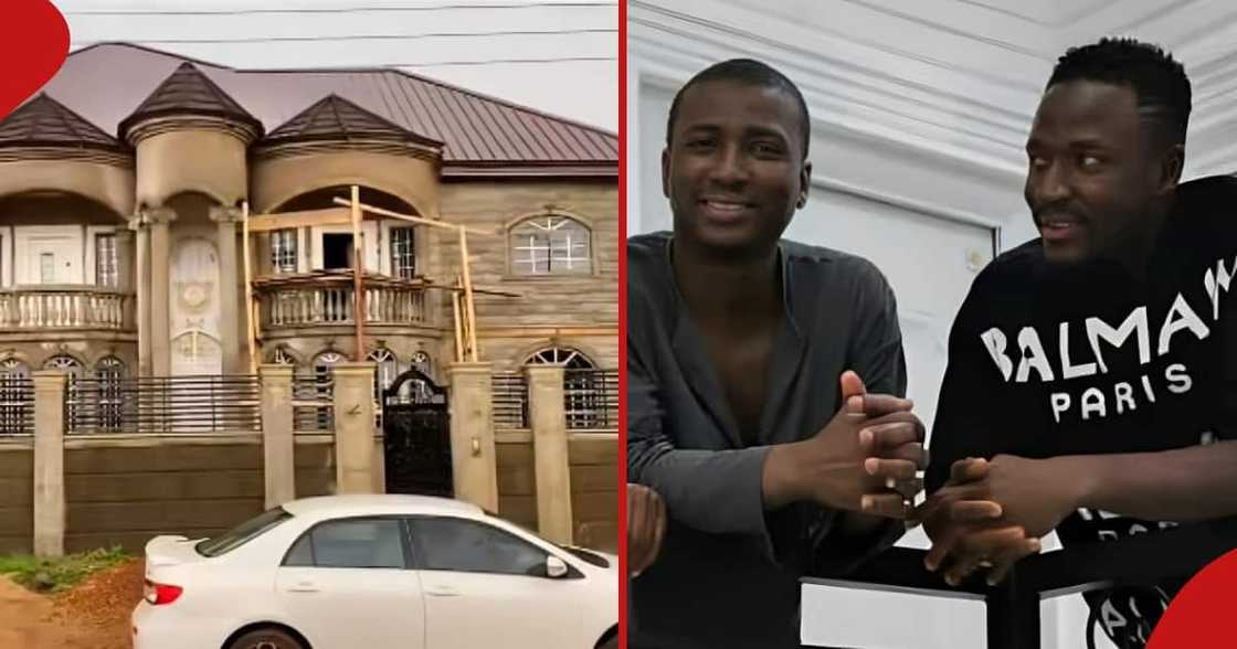 Mansion in Nigeria in first frame and next frame shows the two brothers. Mansion in Nigeria in first frame and next frame shows the two brothers.