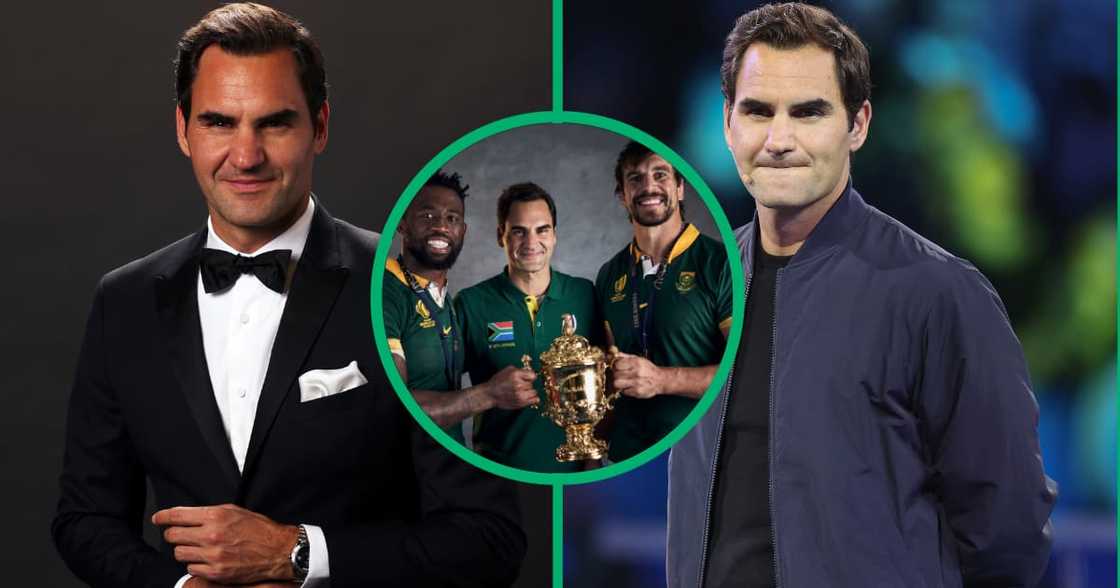 Roger Federer was seen posing holding the New Zealand's rugby jersey. Roger Federer was seen posing holding the New Zealand's rugby jersey.