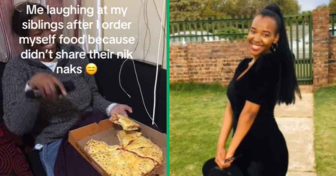 Mzansi woman, siblings, pizza, family, food, TikTok video Mzansi woman, siblings, pizza, family, food, TikTok video