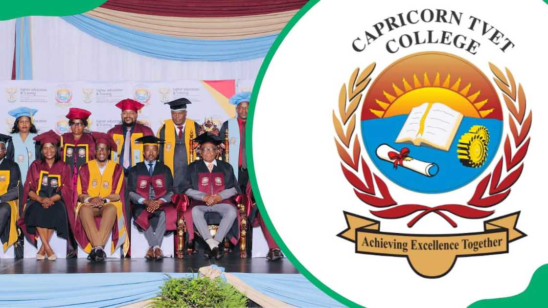 Capricorn TVET College graduates and school logo Capricorn TVET College graduates and school logo