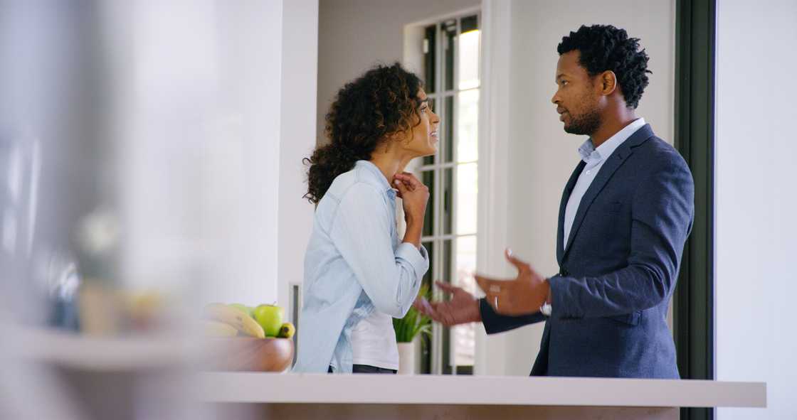 A couple arguing at home