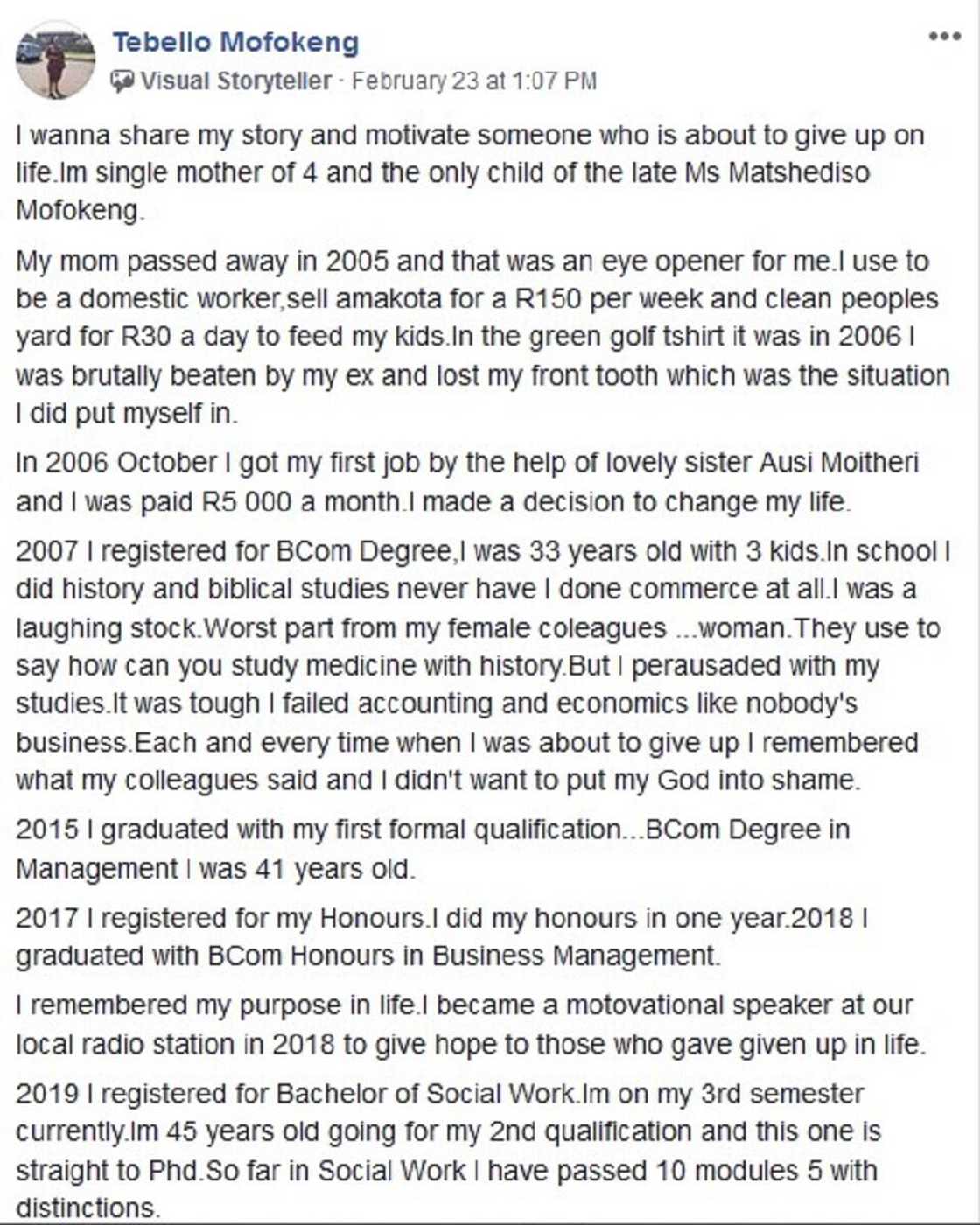 Former domestic worker graduates with Honours, starts another degree Former domestic worker graduates with Honours, starts another degree