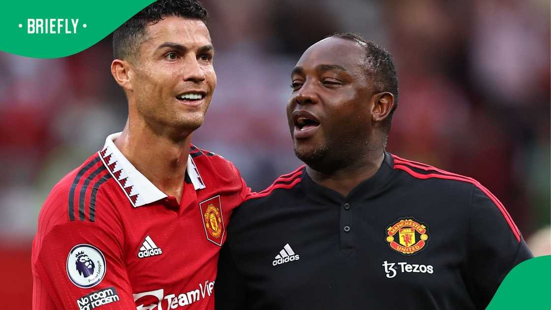 Benni McCarthy seen with Cristiano Ronaldo during their time at Manchester United.