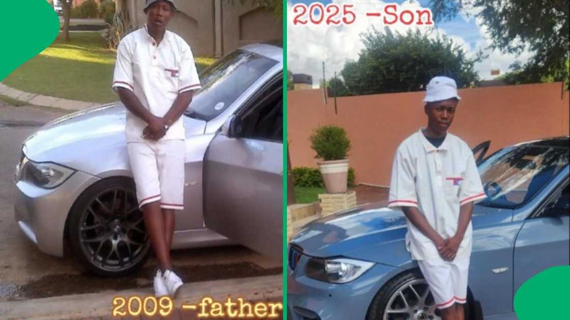Dad lets son recreate photo with his BMW Dad lets son recreate photo with his BMW