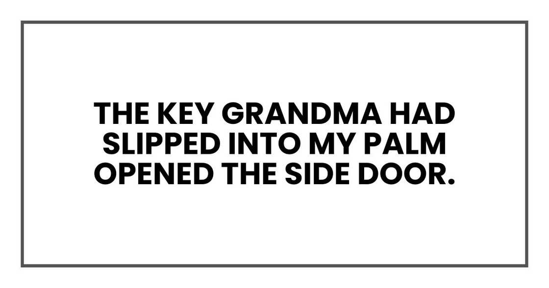 The key Grandma had slipped into my palm opened the side door.
