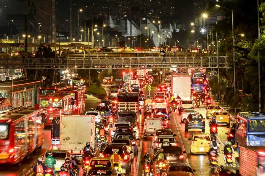 At rush hour, it can take commuters up to three hours to get from one side of Bogota to the other At rush hour, it can take commuters up to three hours to get from one side of Bogota to the other