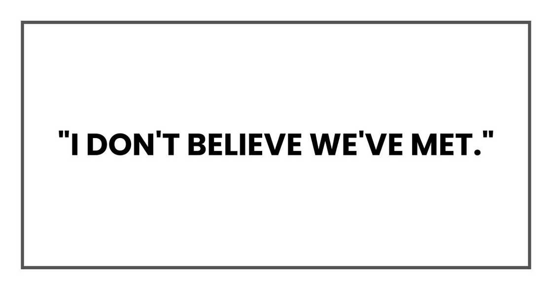 "I don't believe we've met,"
