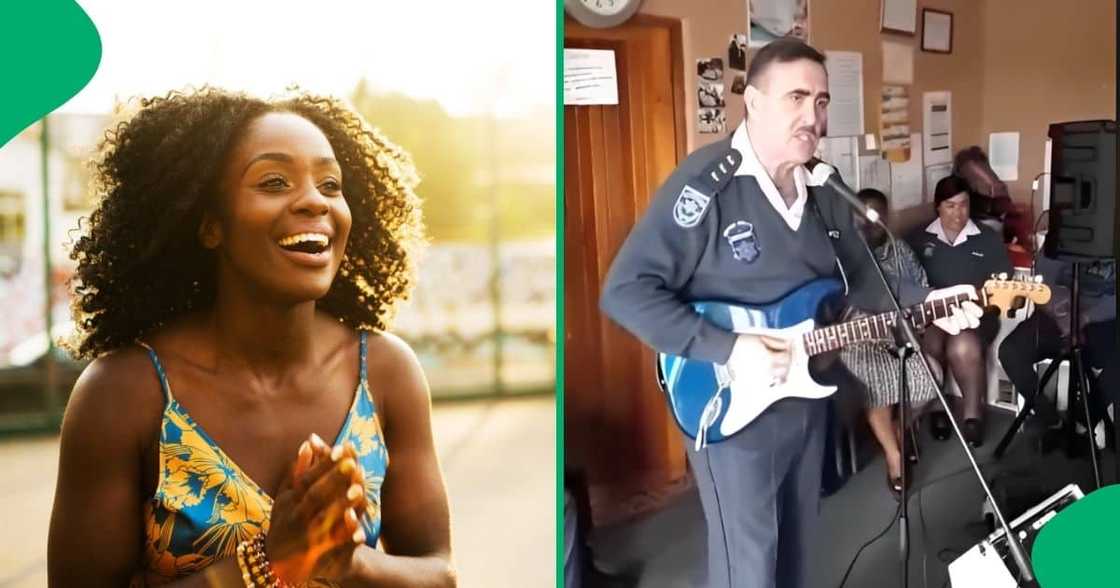 A Mzansi cop was filmed playing guitar and singing a song about loving a Zulu girl A Mzansi cop was filmed playing guitar and singing a song about loving a Zulu girl