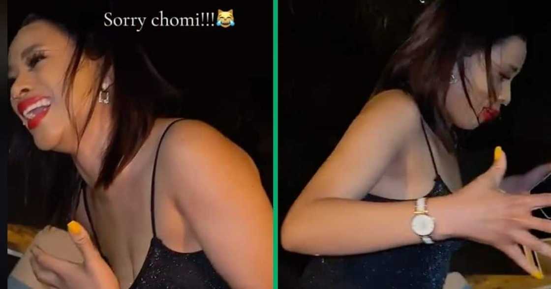 A young woman accidently spills champagne on friend. A young woman accidently spills champagne on friend.