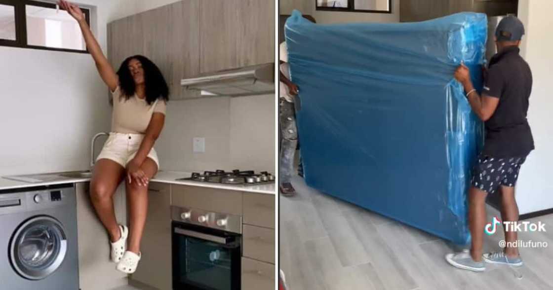 The woman is proud after bagging her first apartment The woman is proud after bagging her first apartment