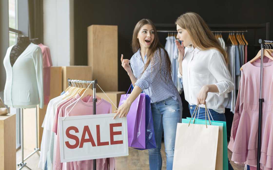 Two women shopped at a boutique store