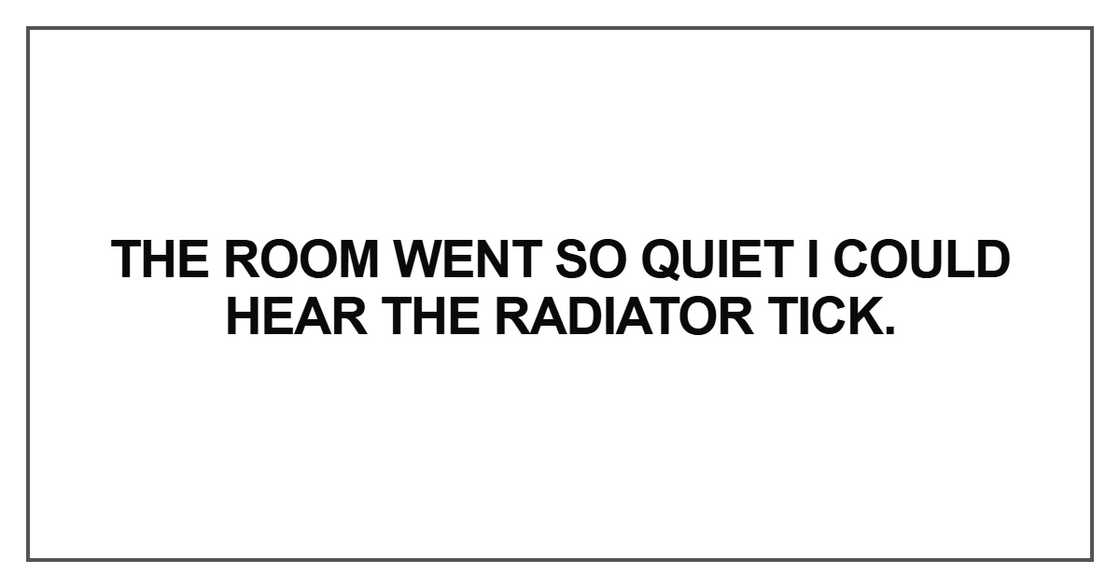 The room went so quiet I could hear the radiator