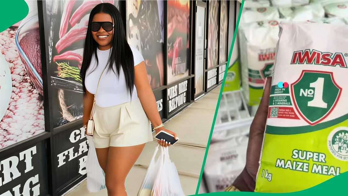 The creator showed familiar brands like Hunter's Gold and Coo baked beans during her grocery run The creator showed familiar brands like Hunter's Gold and Coo baked beans during her grocery run