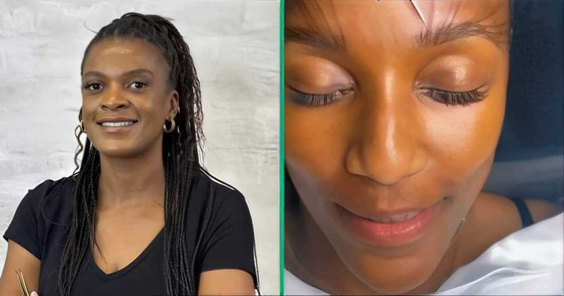 A woman took to TikTok to showcase the process for conducting eyebrow extensions. A woman took to TikTok to showcase the process for conducting eyebrow extensions.