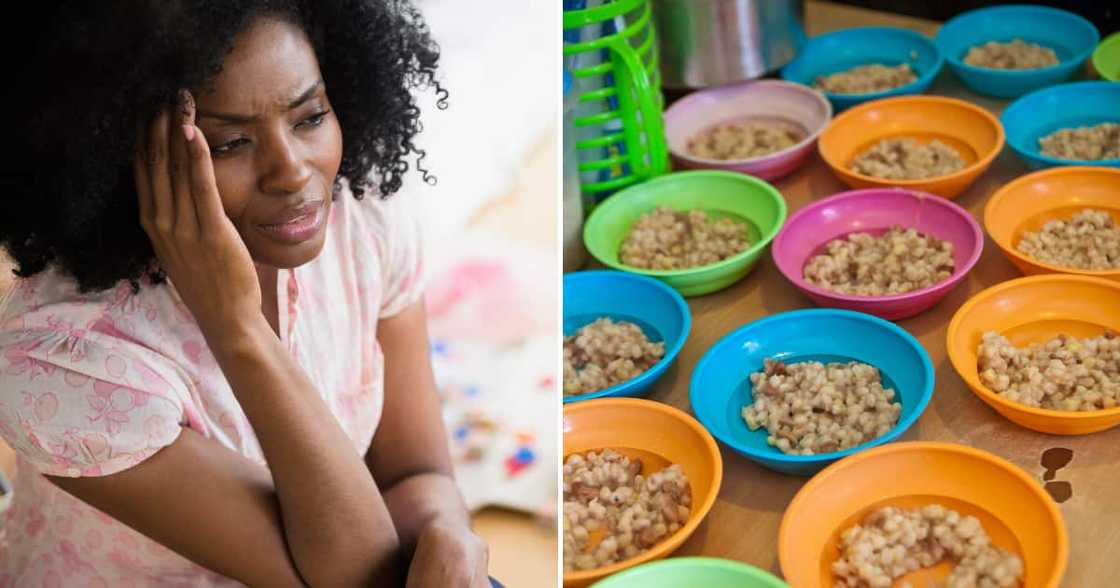 Colourful plastic bowls containing beans are placed on a table in the kitchen of the Early Childhood Development centre in Philippi township