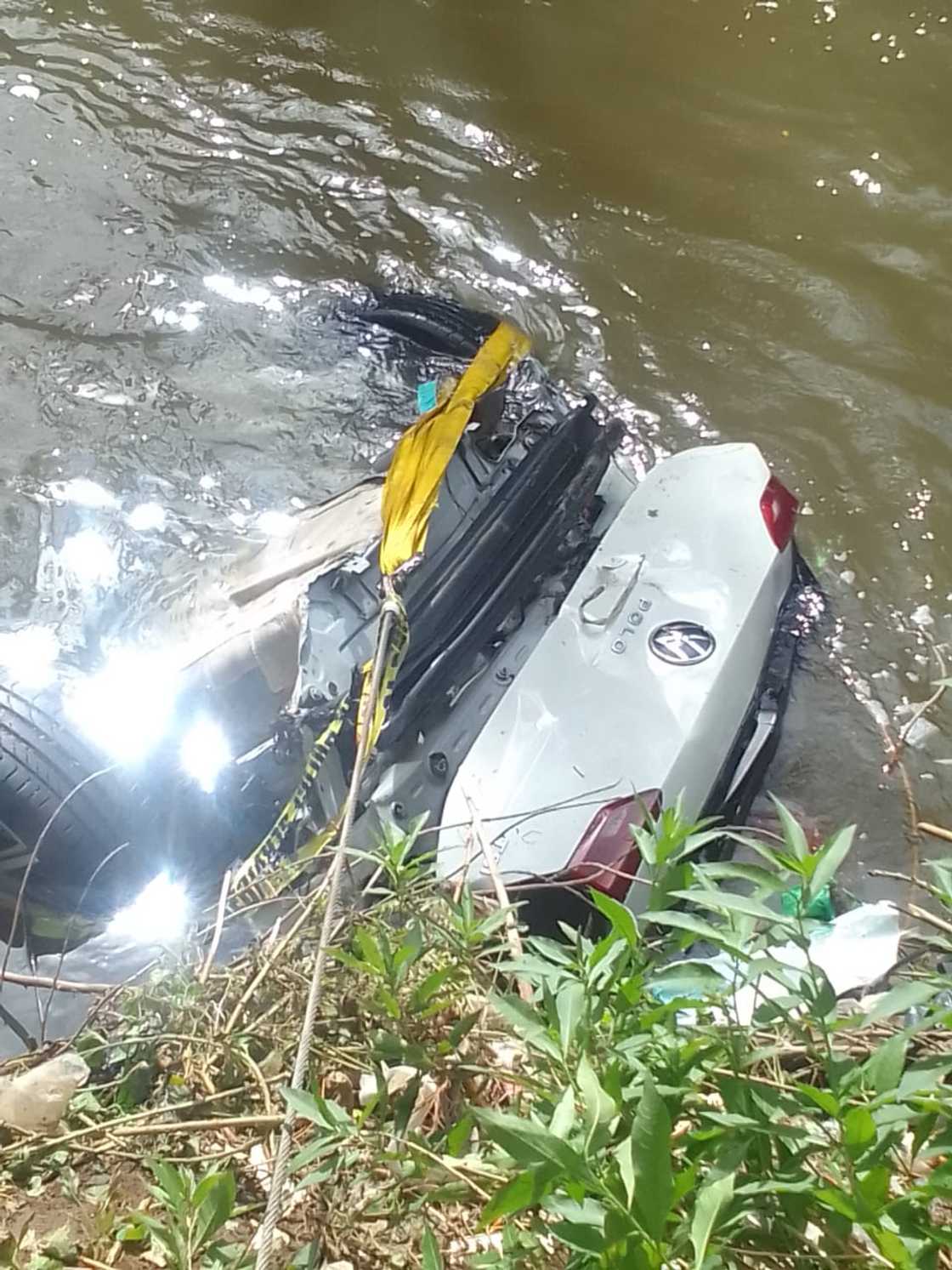 The police confirmed that the rear part of the VW Polo the three dead constables travelled in was found The police confirmed that the rear part of the VW Polo the three dead constables travelled in was found