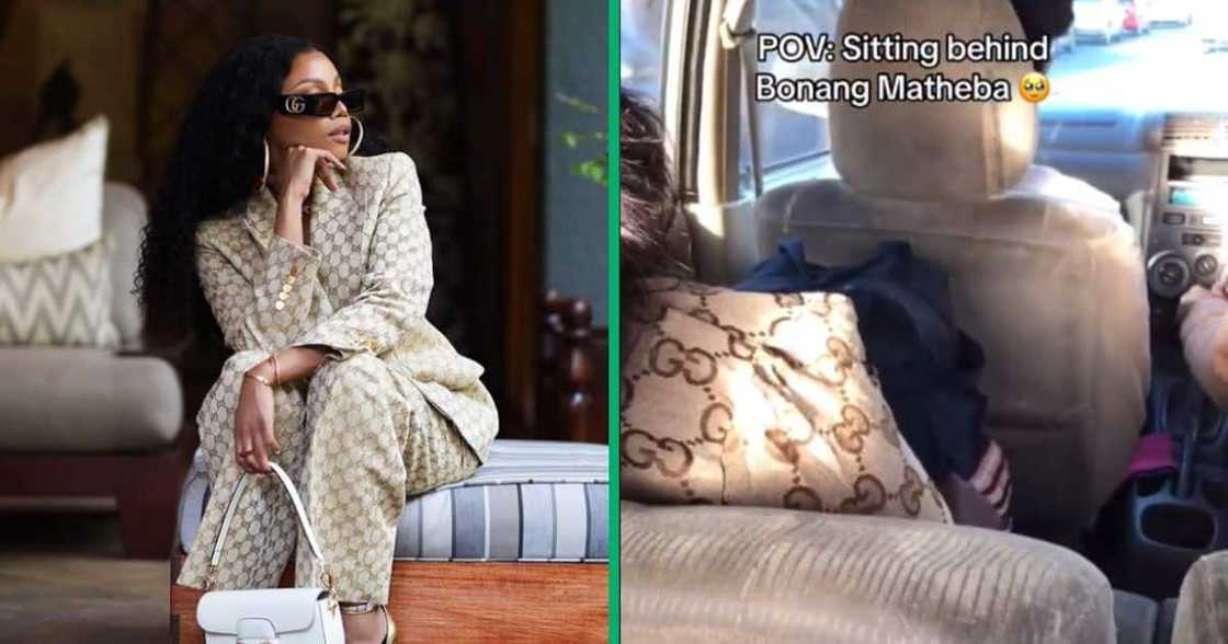 Bonang Matheba's Gucci outfit spotted in taxi Bonang Matheba's Gucci outfit spotted in taxi