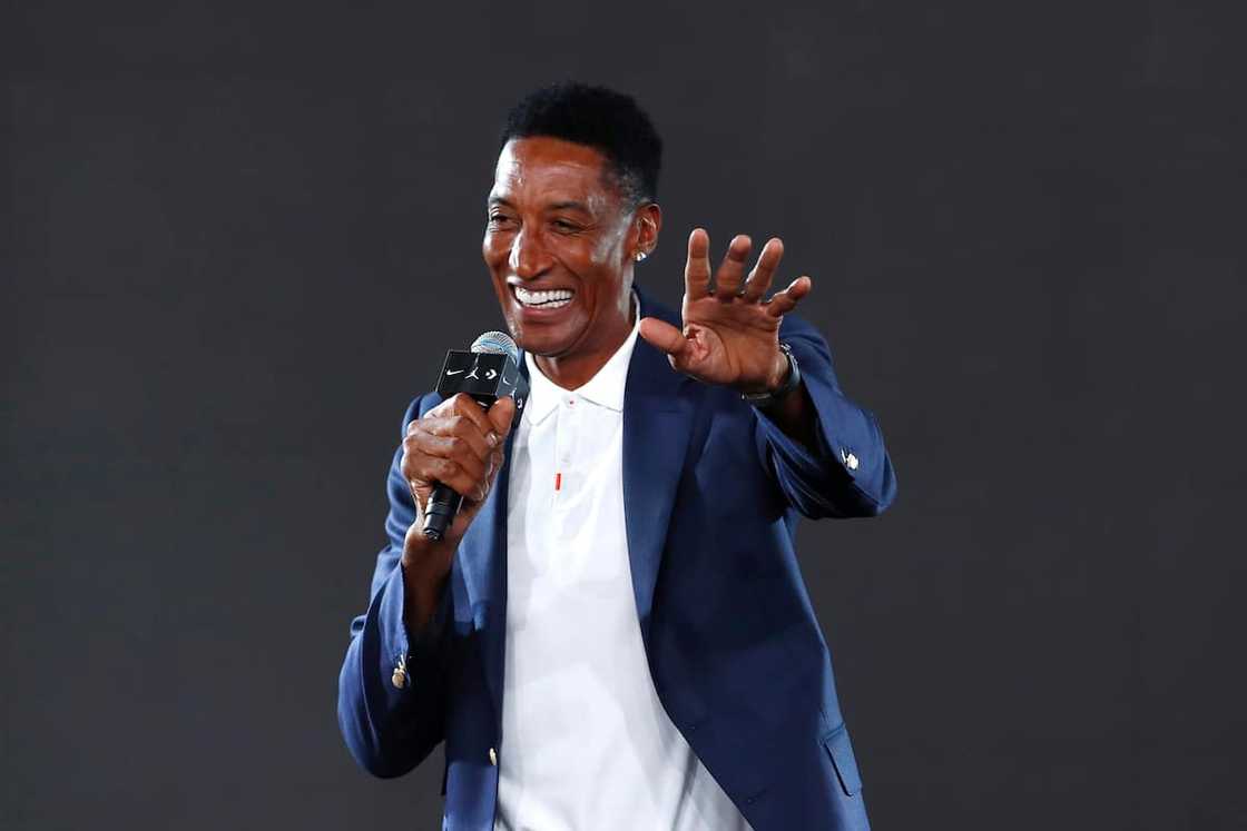 Scottie Pippen speaking at a Nike jersey launch event Scottie Pippen speaking at a Nike jersey launch event