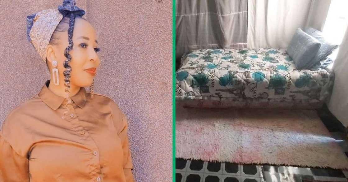 A woman shows photos of her new place. A woman shows photos of her new place.