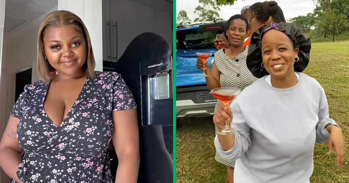 A TikTok video shows a group of women celebrating their friend's car. A TikTok video shows a group of women celebrating their friend's car.