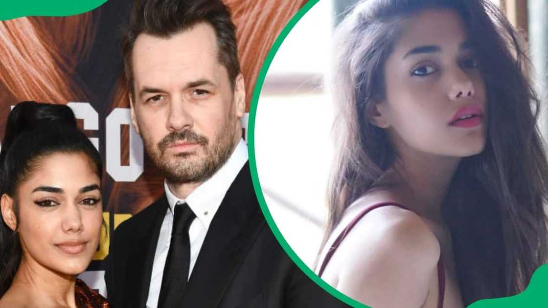 Tasie Lawrence and Jim Jefferies attending Once Upon a Time in Hollywood film premiere (L). Tasie posing for the camera (R) Tasie Lawrence and Jim Jefferies attending Once Upon a Time in Hollywood film premiere (L). Tasie posing for the camera (R)