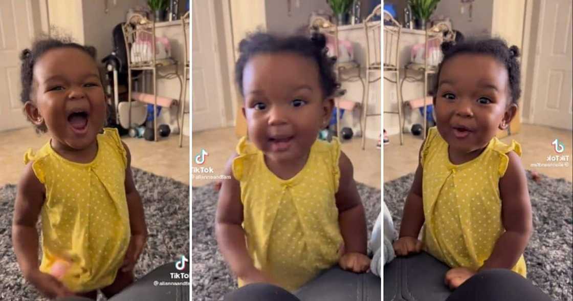 A cute girls says "hi baby girl" to her mommy. A cute girls says "hi baby girl" to her mommy.