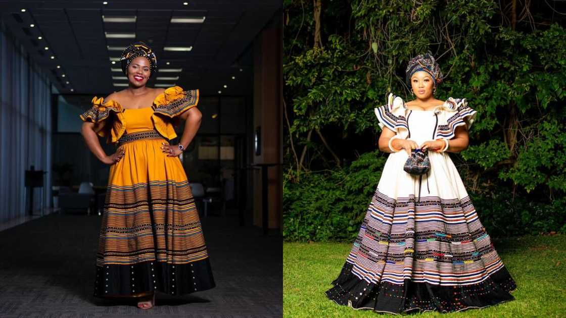 Off-shoulder gown with puff sleeves Off-shoulder gown with puff sleeves