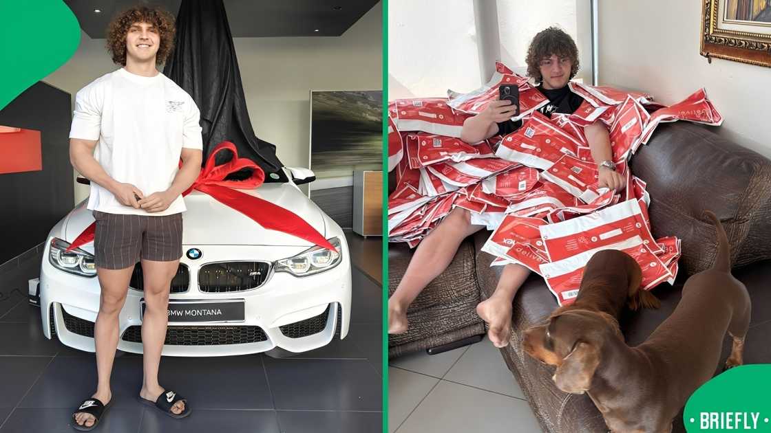 Jayden Crosson shown with his car and pet dog Jayden Crosson shown with his car and pet dog