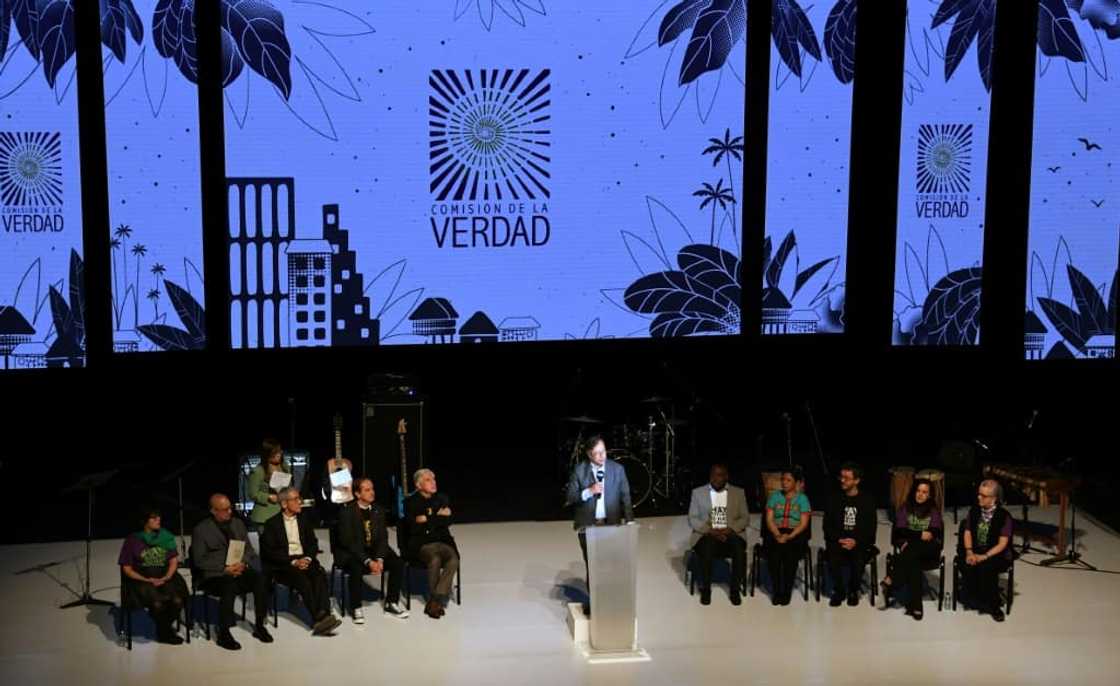 The Truth Commission's 896-page report was presented to President-Elect Gustavo Petro at a ceremony in Bogota on June 28, 2022. The Truth Commission's 896-page report was presented to President-Elect Gustavo Petro at a ceremony in Bogota on June 28, 2022.