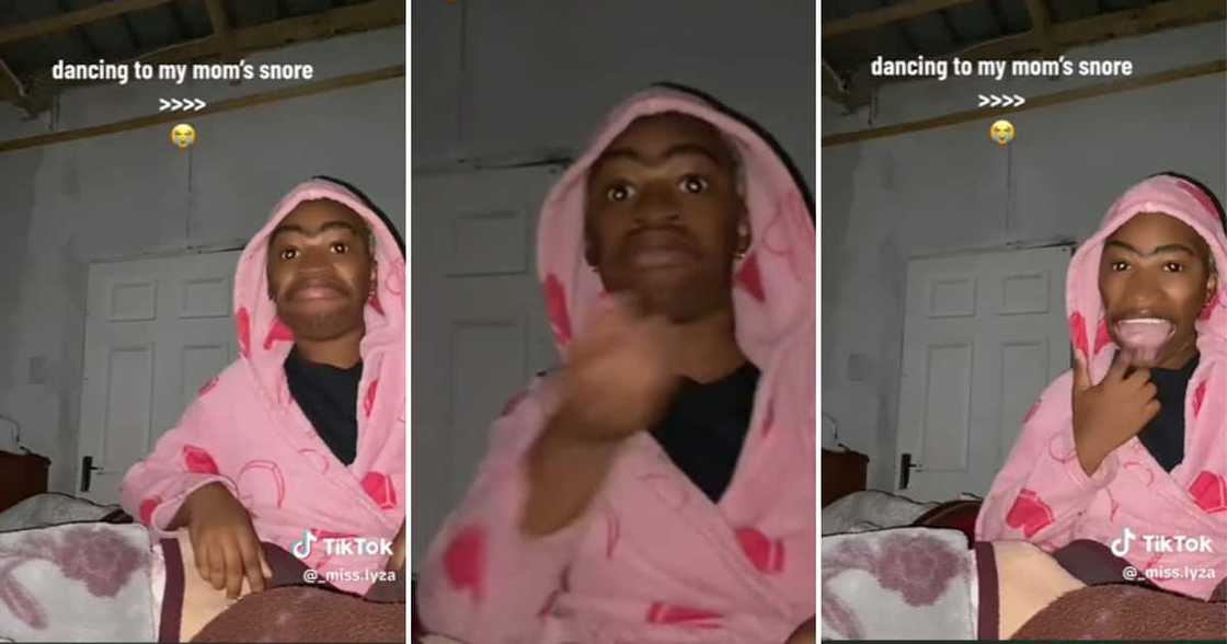 TikTok user @_miss.lyza was up late thanks to her mother’s snoring, so she entertained herself by dancing to the natural beat TikTok user @_miss.lyza was up late thanks to her mother’s snoring, so she entertained herself by dancing to the natural beat
