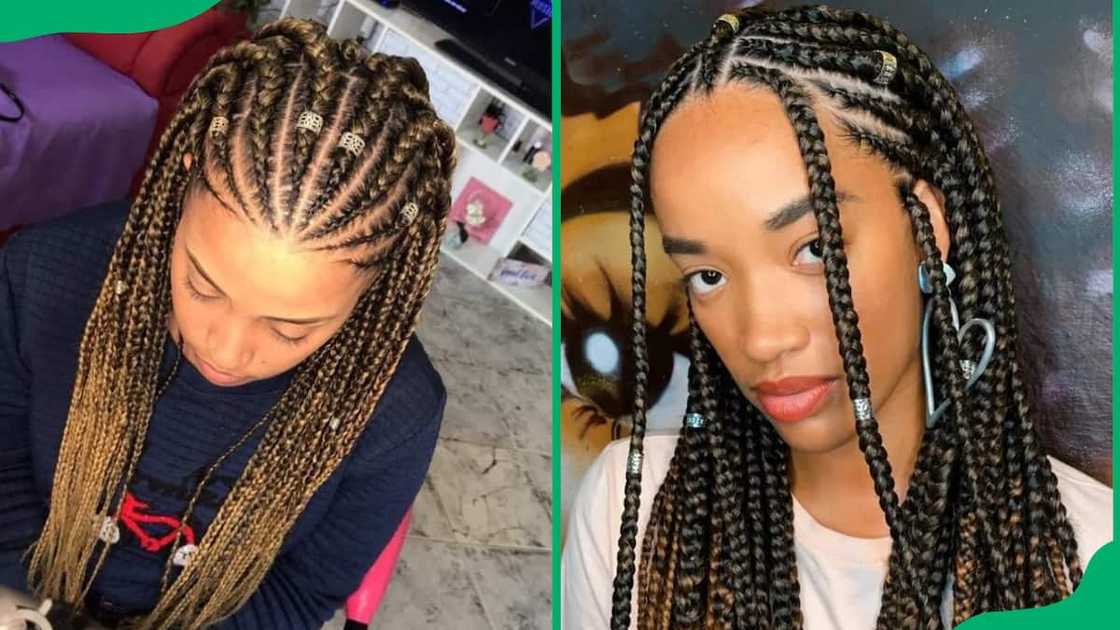 Braids with cuffs and highlights Braids with cuffs and highlights