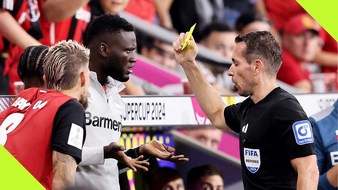 Victor Boniface received a yellow card during Bayer Leverkusen and VfB Stuttgart.